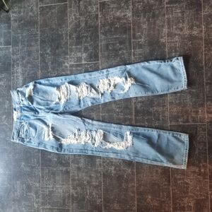 Fashion Nova Womens Distressed High Rise Straight Leg Jeans - Juniors Sz 1 NWOT